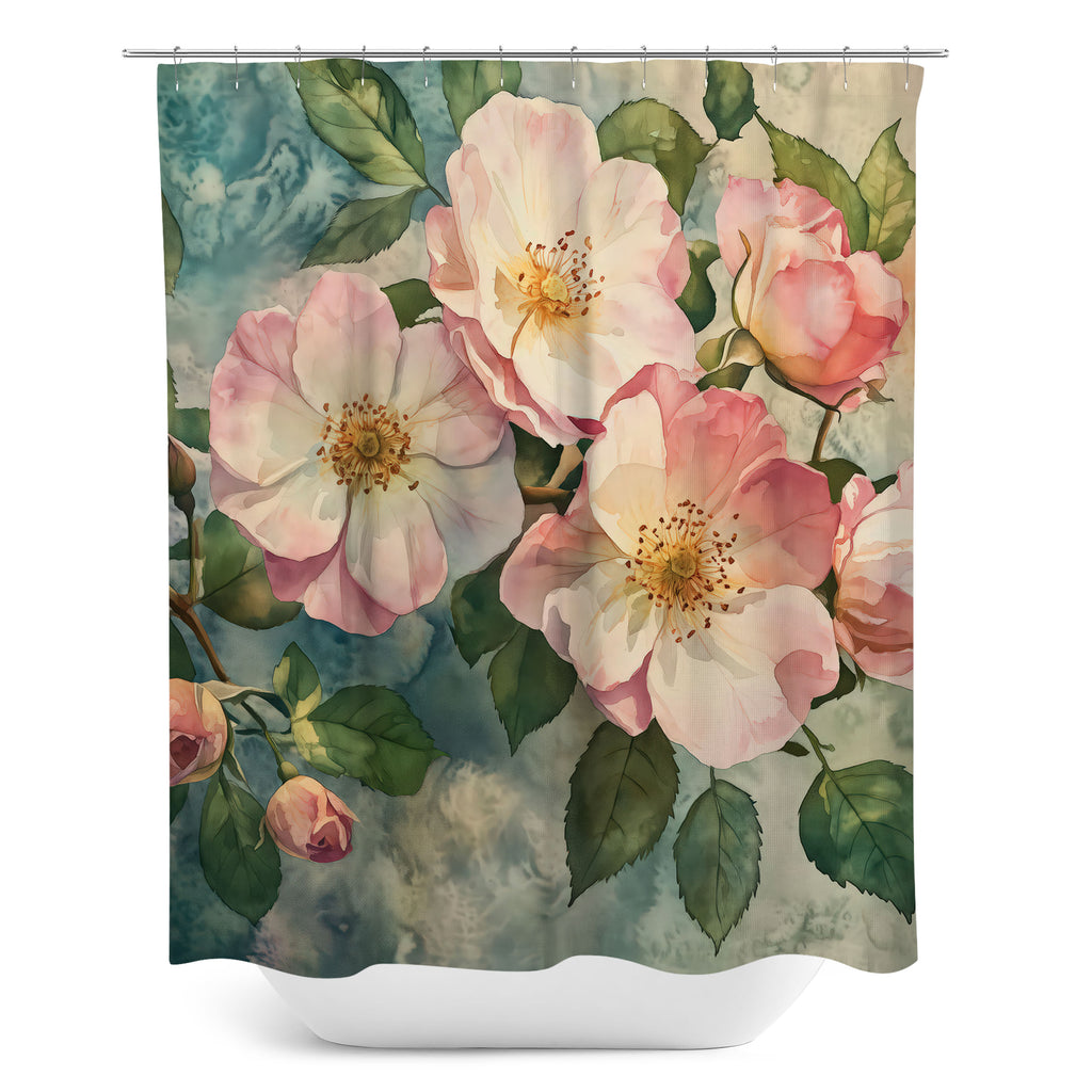 Floral Shower Curtain, Dog Roses