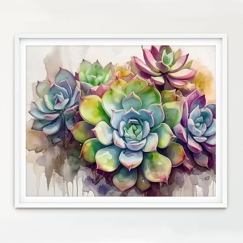 Floral Art Paper Print, Succulents Echeveria