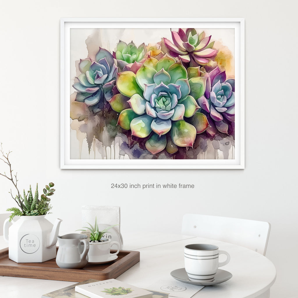 Floral Art Paper Print, Succulents Echeveria