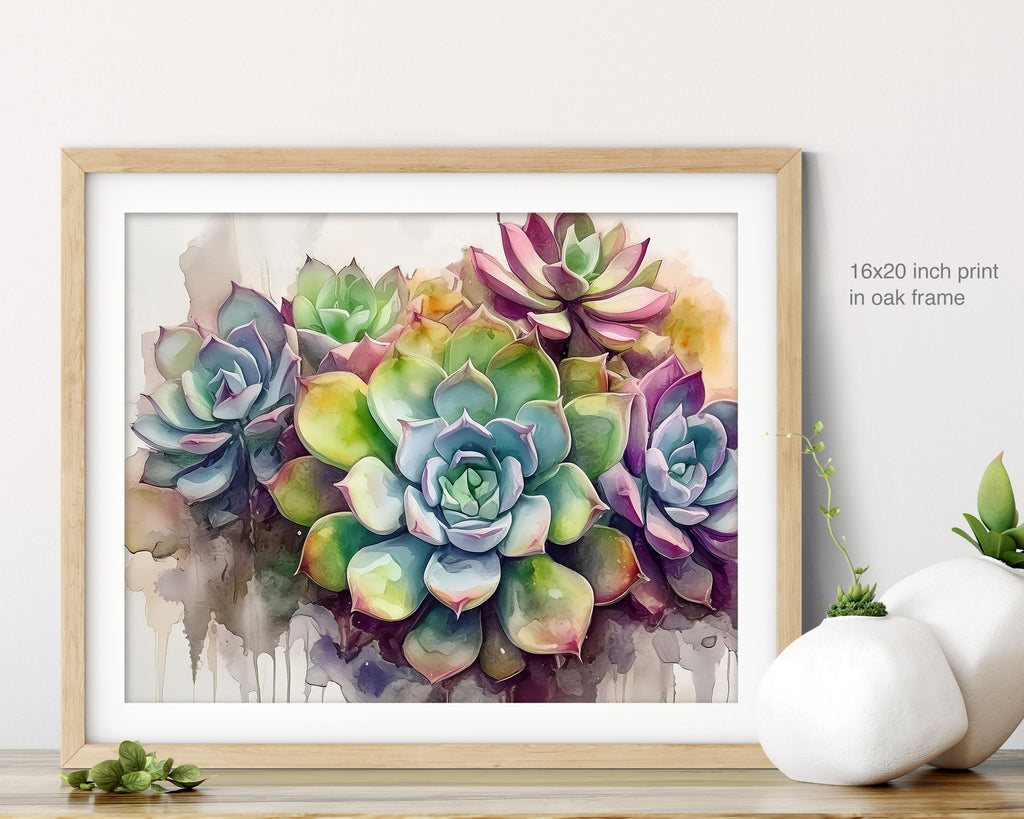 Floral Art Paper Print, Succulents Echeveria