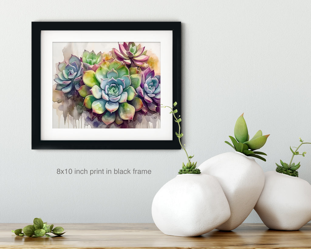 Floral Art Paper Print, Succulents Echeveria