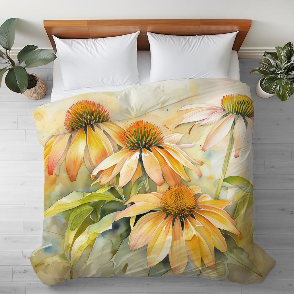 Floral Duvet Cover, Echinacea Coneflower