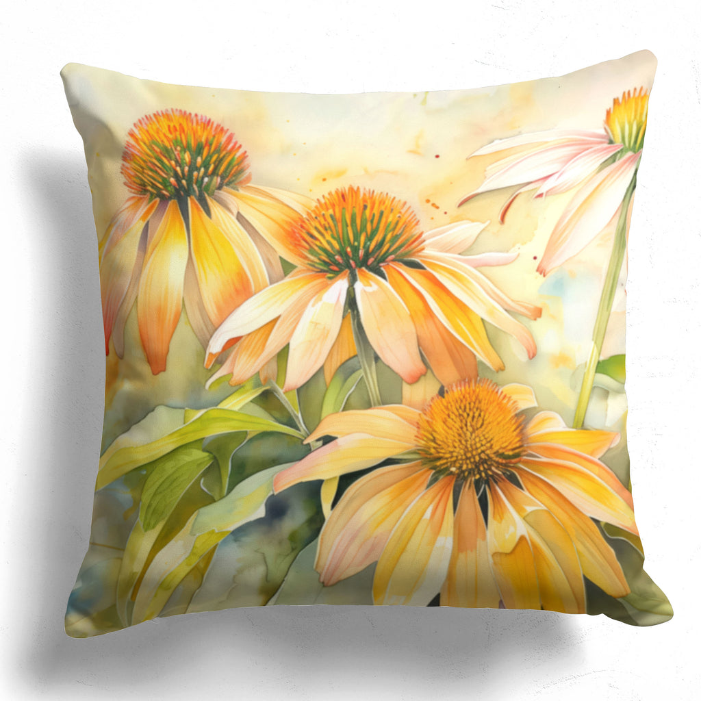Floral Pillow Cover, Echinacea Coneflower