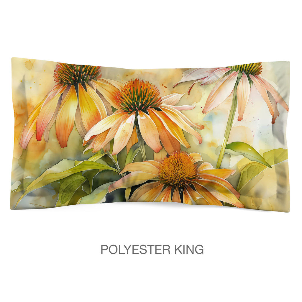 Floral Sham in Cotton or Polyester, Echinacea Coneflower