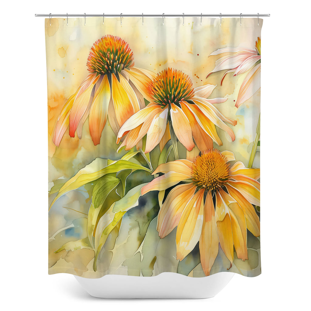 Floral Shower Curtain, Echinacea Coneflower