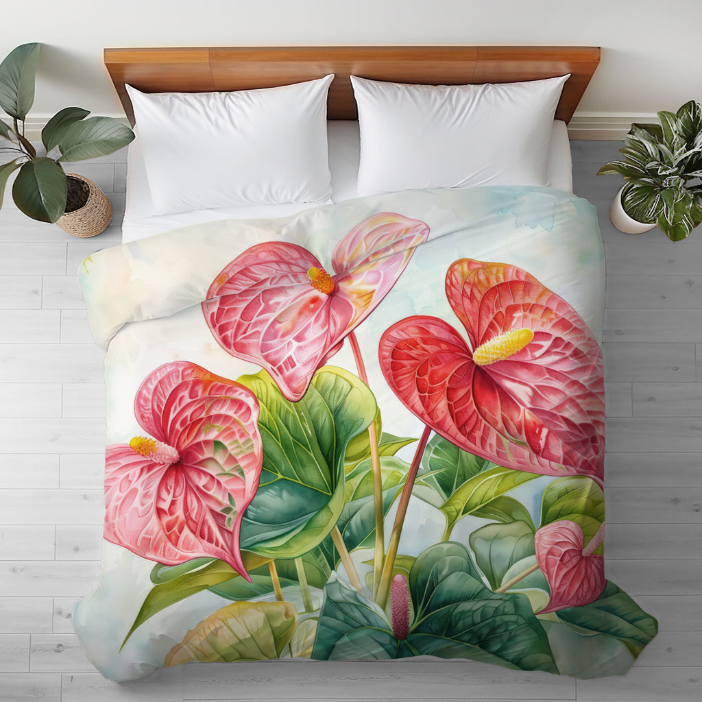 Floral Duvet Cover, Flamingo Flower