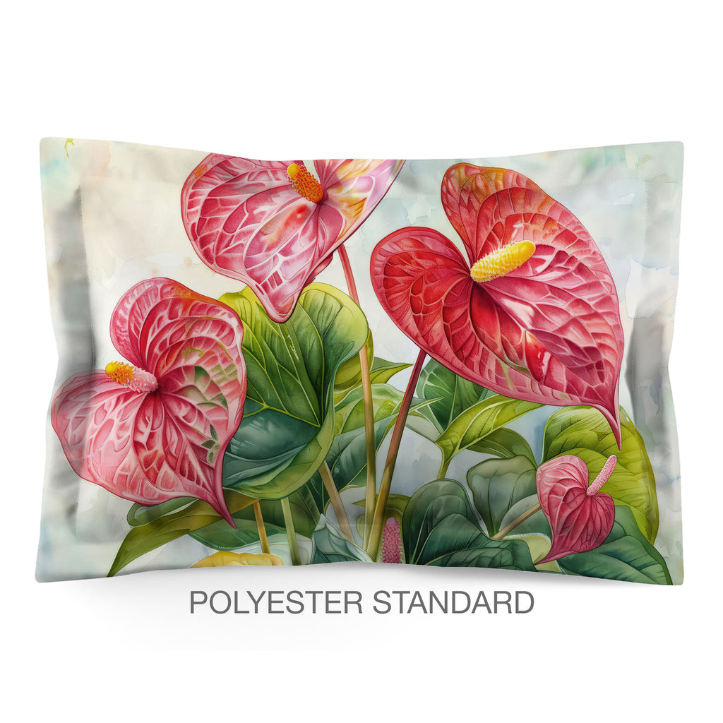 Floral Sham in Cotton or Polyester, Flamingo Flower