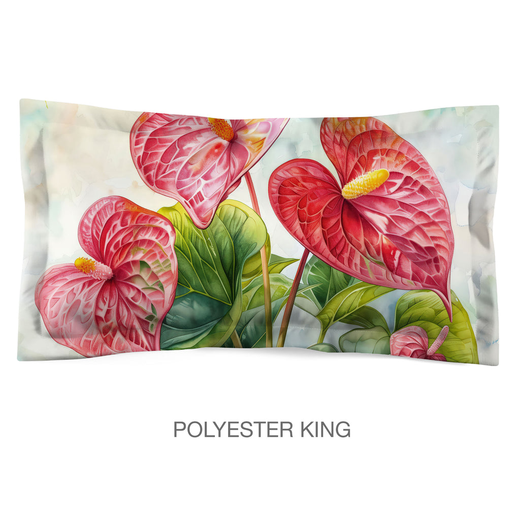 Floral Sham in Cotton or Polyester, Flamingo Flower