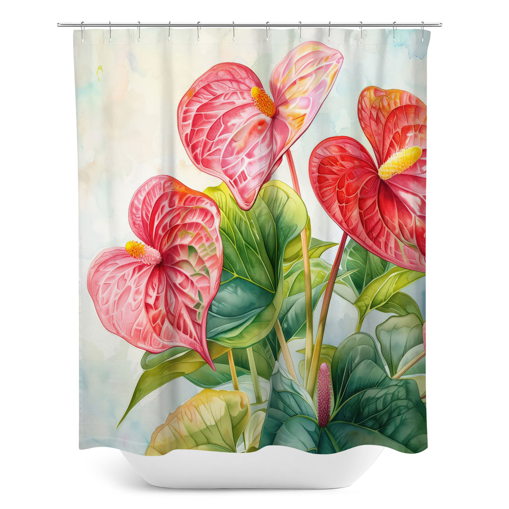 Floral Shower Curtain, Flamingo Flower