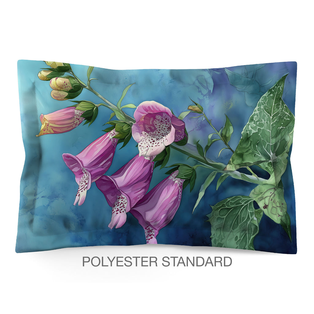 Floral Sham in Cotton or Polyester, Foxglove