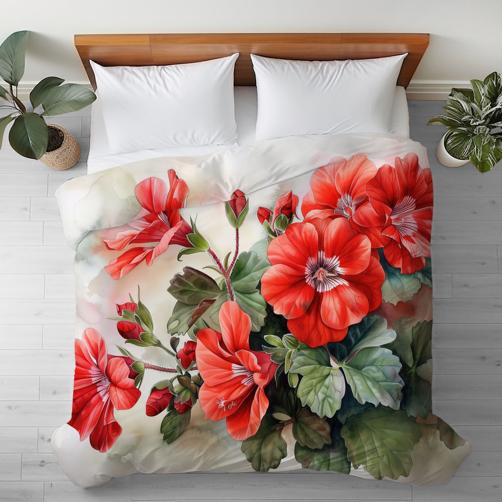 Floral Duvet Cover, Geraniums