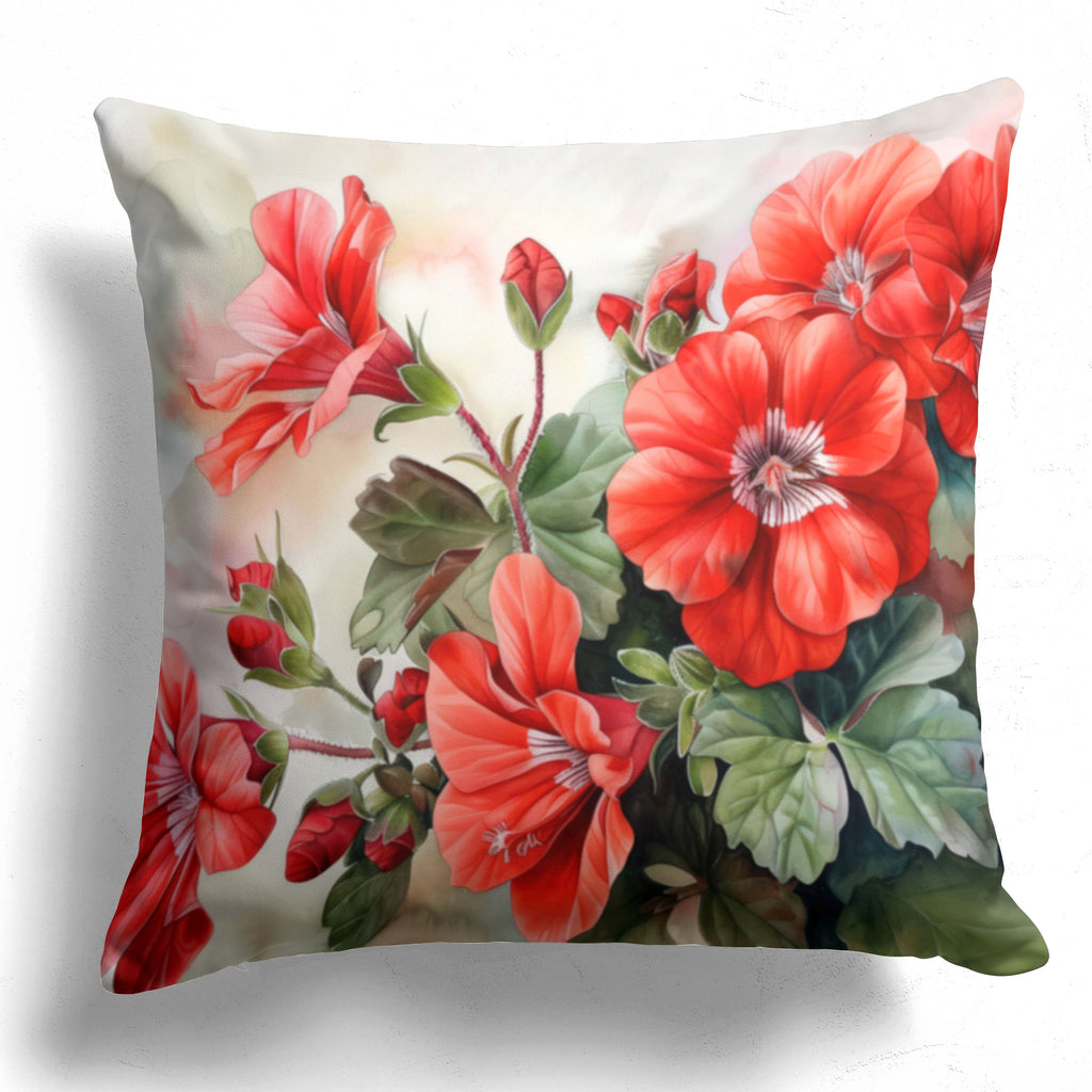 Floral Pillow Cover, Geraniums