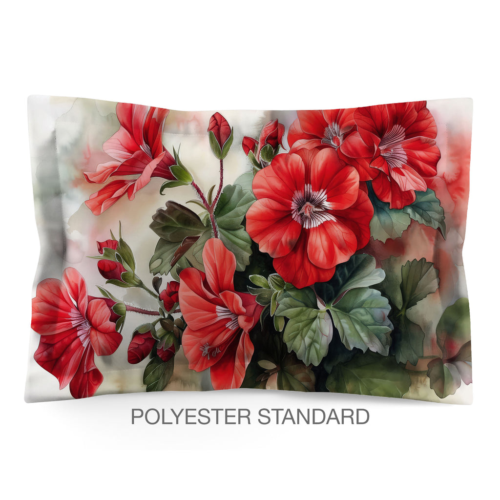 Floral Sham in Cotton or Polyester, Geraniums