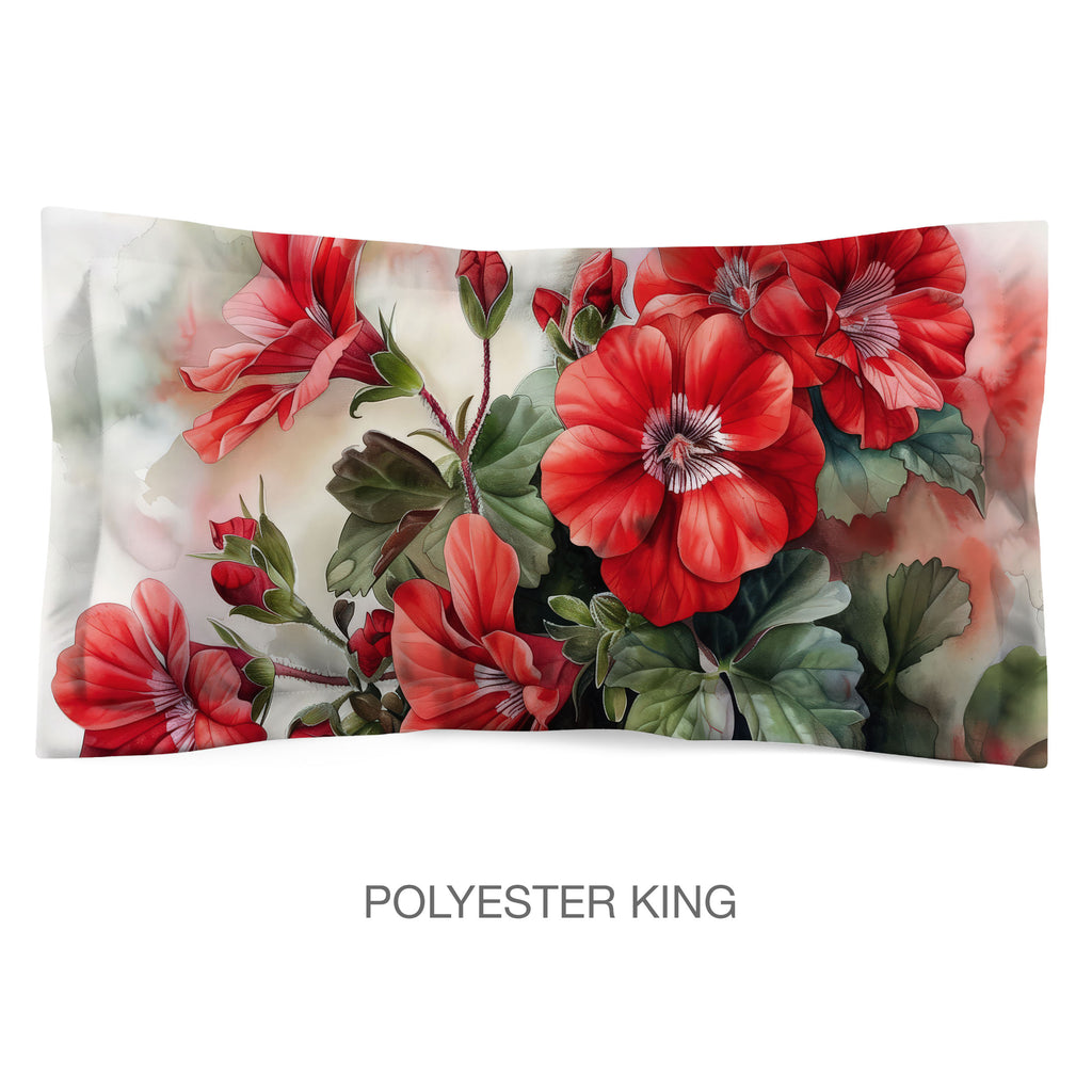 Floral Sham in Cotton or Polyester, Geraniums