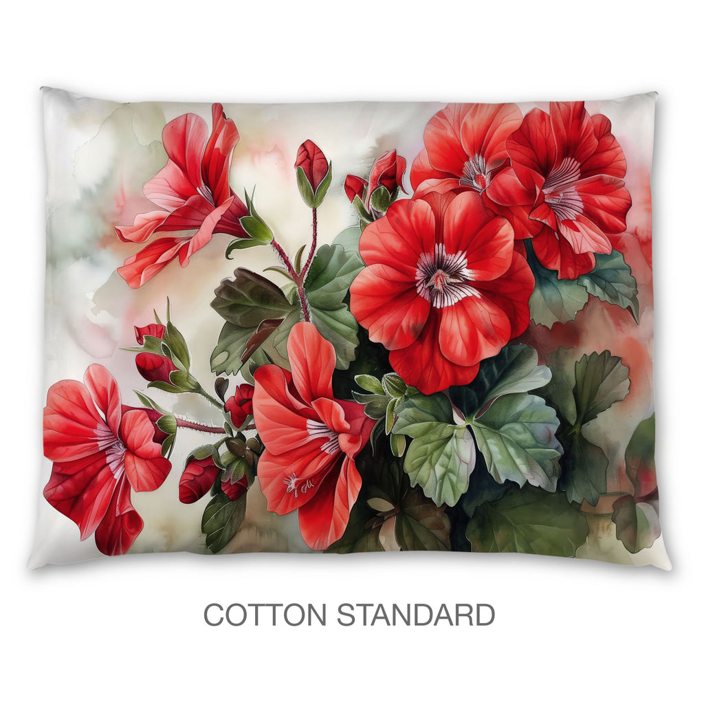 Floral Sham in Cotton or Polyester, Geraniums