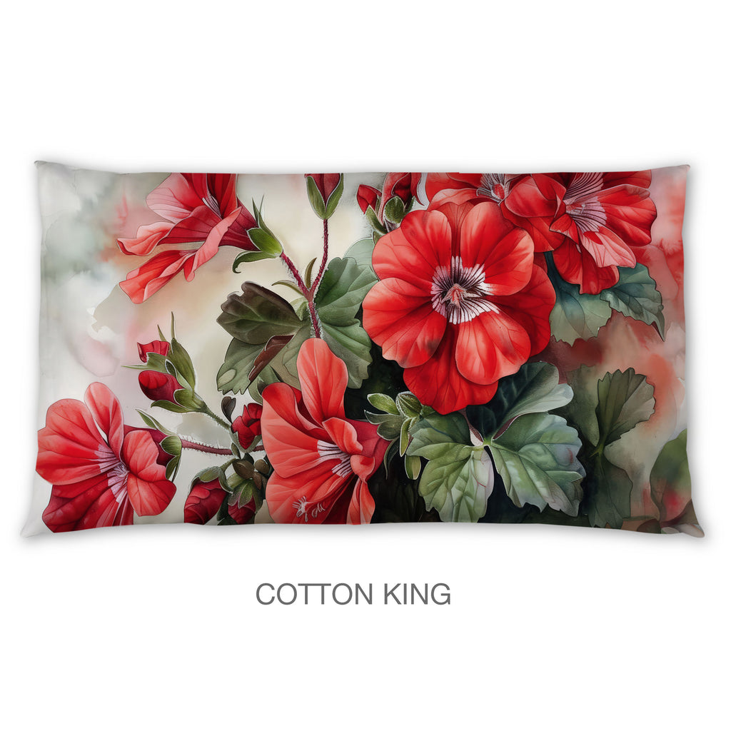 Floral Sham in Cotton or Polyester, Geraniums