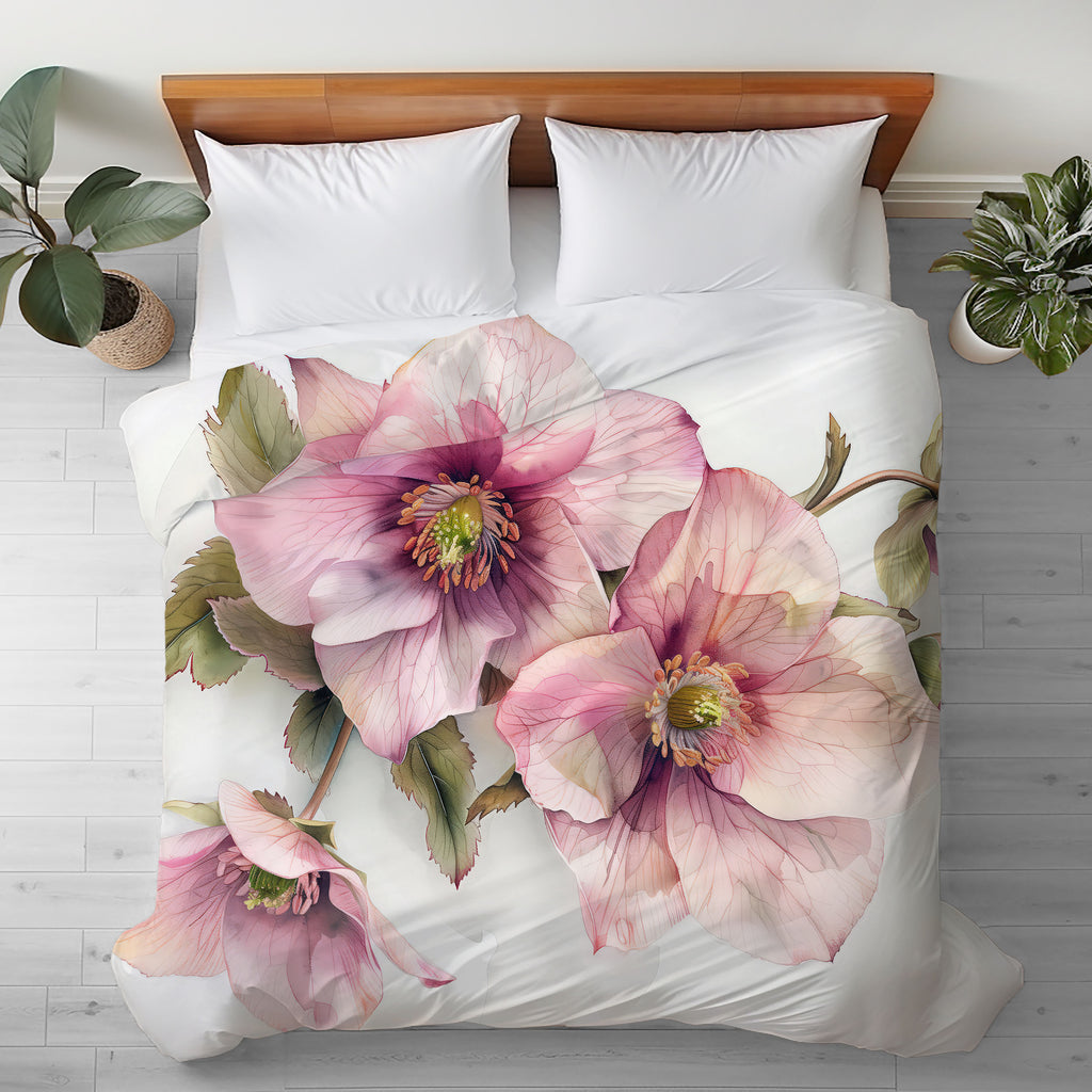 Floral Duvet Cover, Hellebore