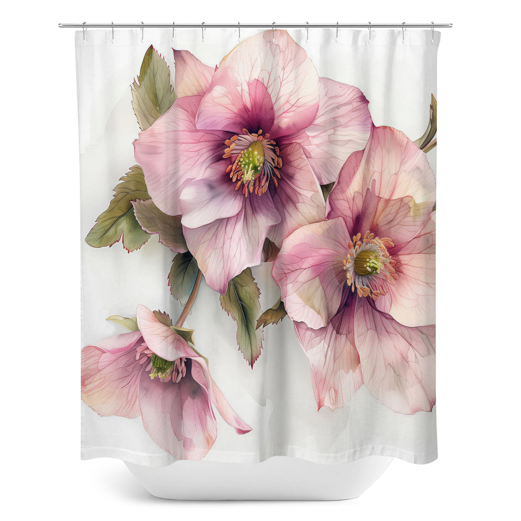 Floral Shower Curtain, Hellebore