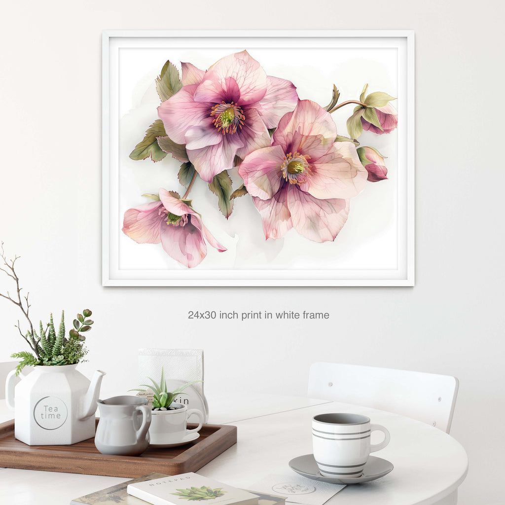Floral Art Paper Print, Hellebore