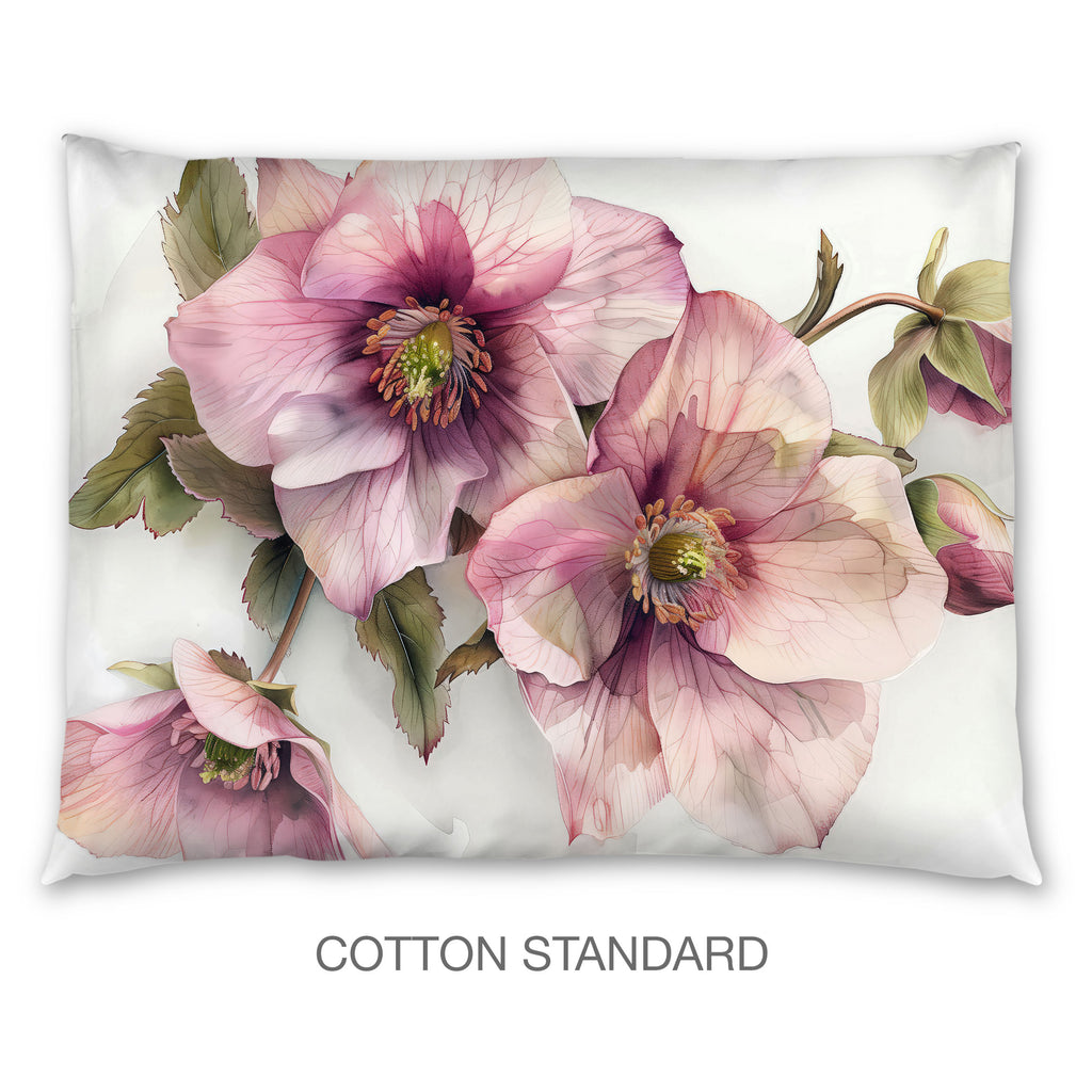 Floral Sham in Cotton or Polyester, Hellebore