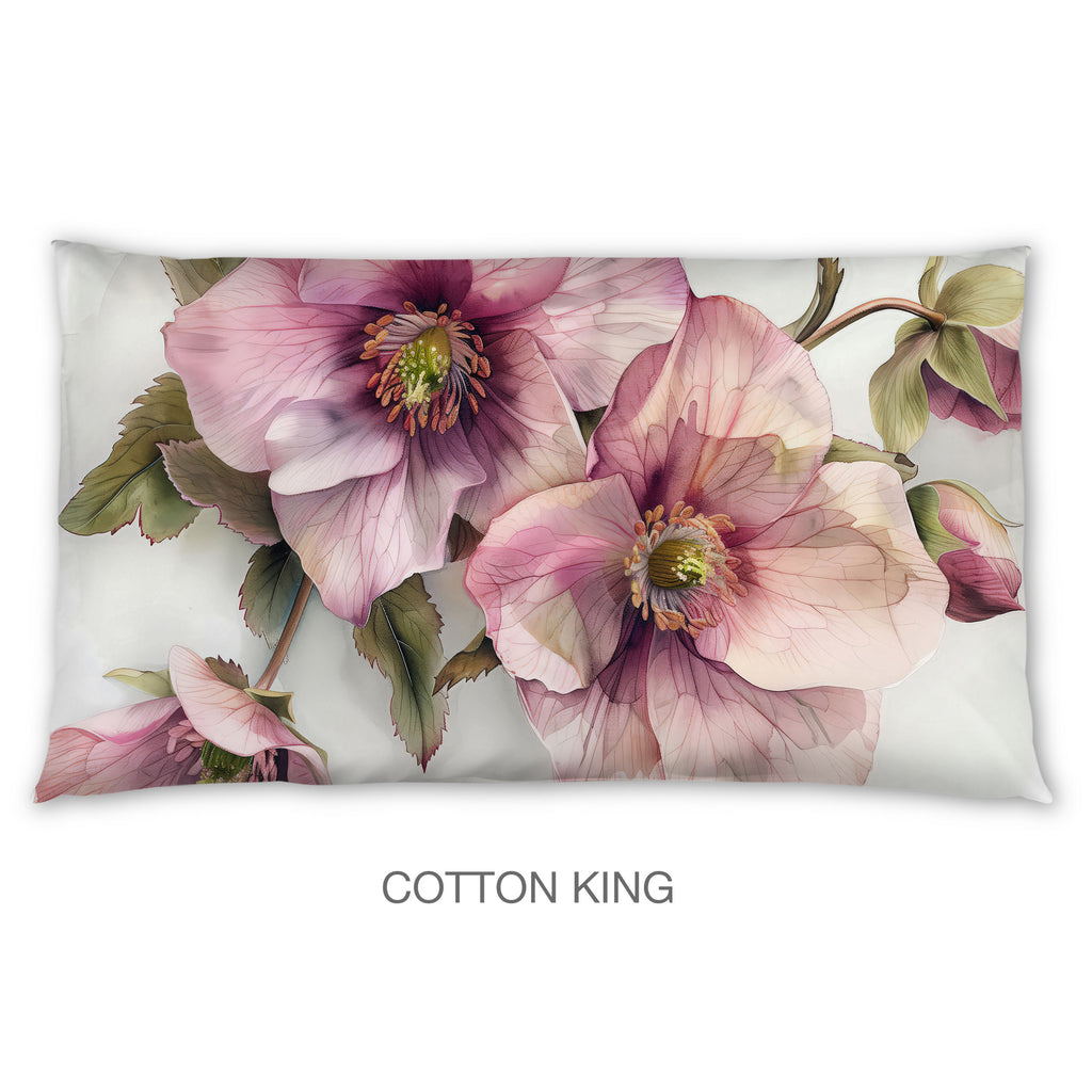 Floral Sham in Cotton or Polyester, Hellebore