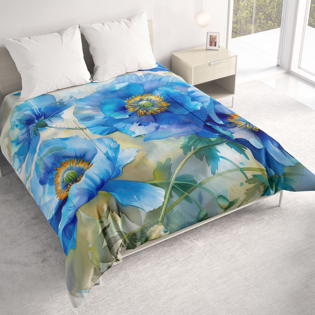 Floral Comforter, Blue Poppy