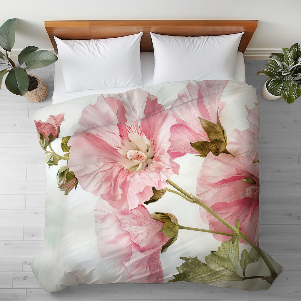 Floral Duvet Cover, Hollyhocks