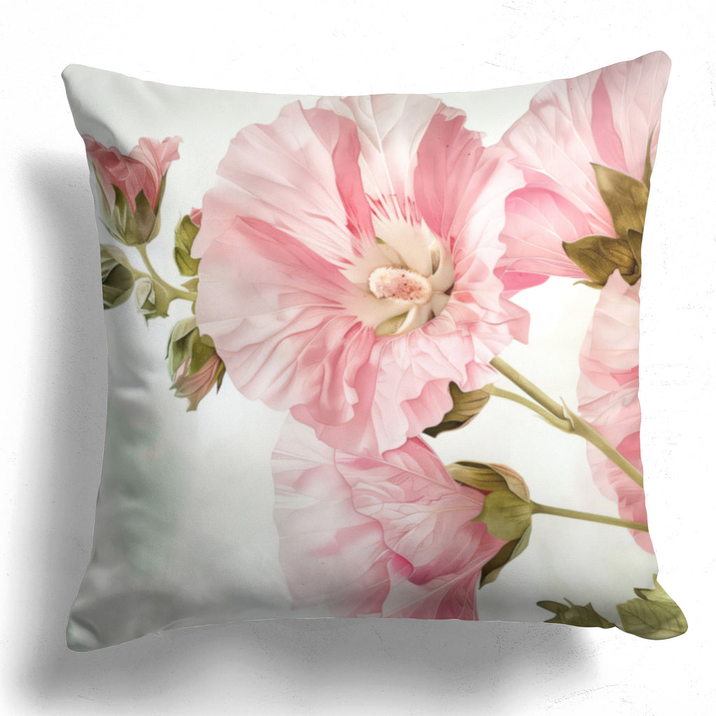 Floral Pillow Cover, Hollyhocks