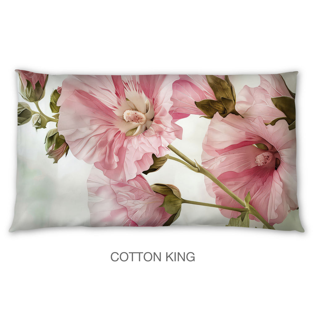 Floral Sham in Cotton or Polyester, Hollyhocks