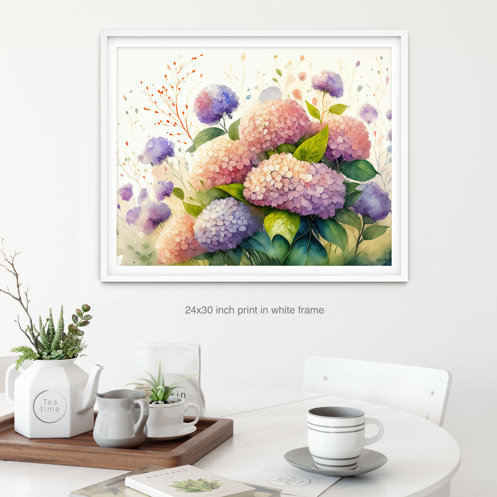 Floral Art Paper Print, Hydrangea