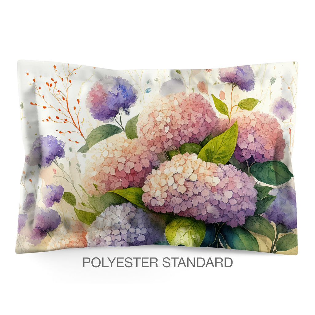 Floral Sham in Cotton or Polyester, Hydrangea