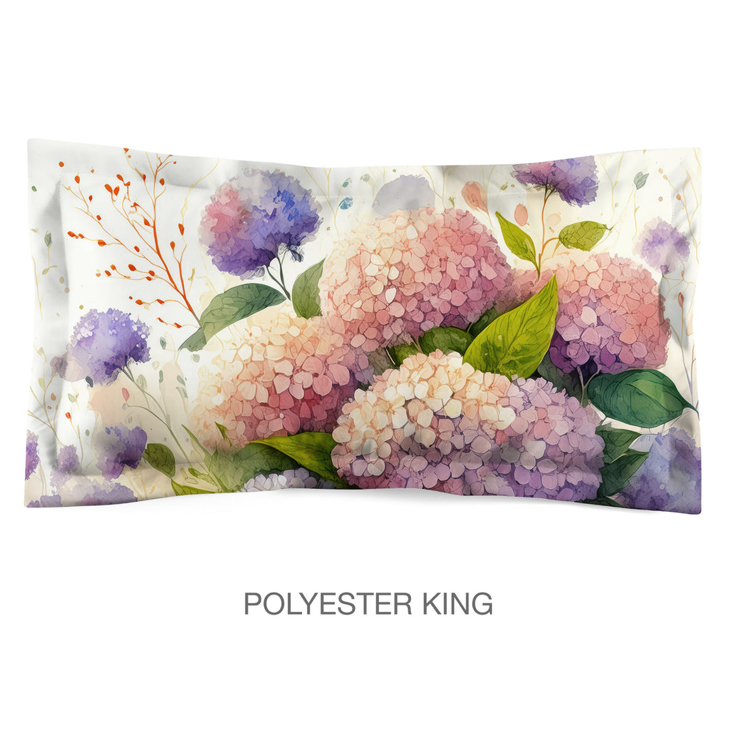 Floral Sham in Cotton or Polyester, Hydrangea