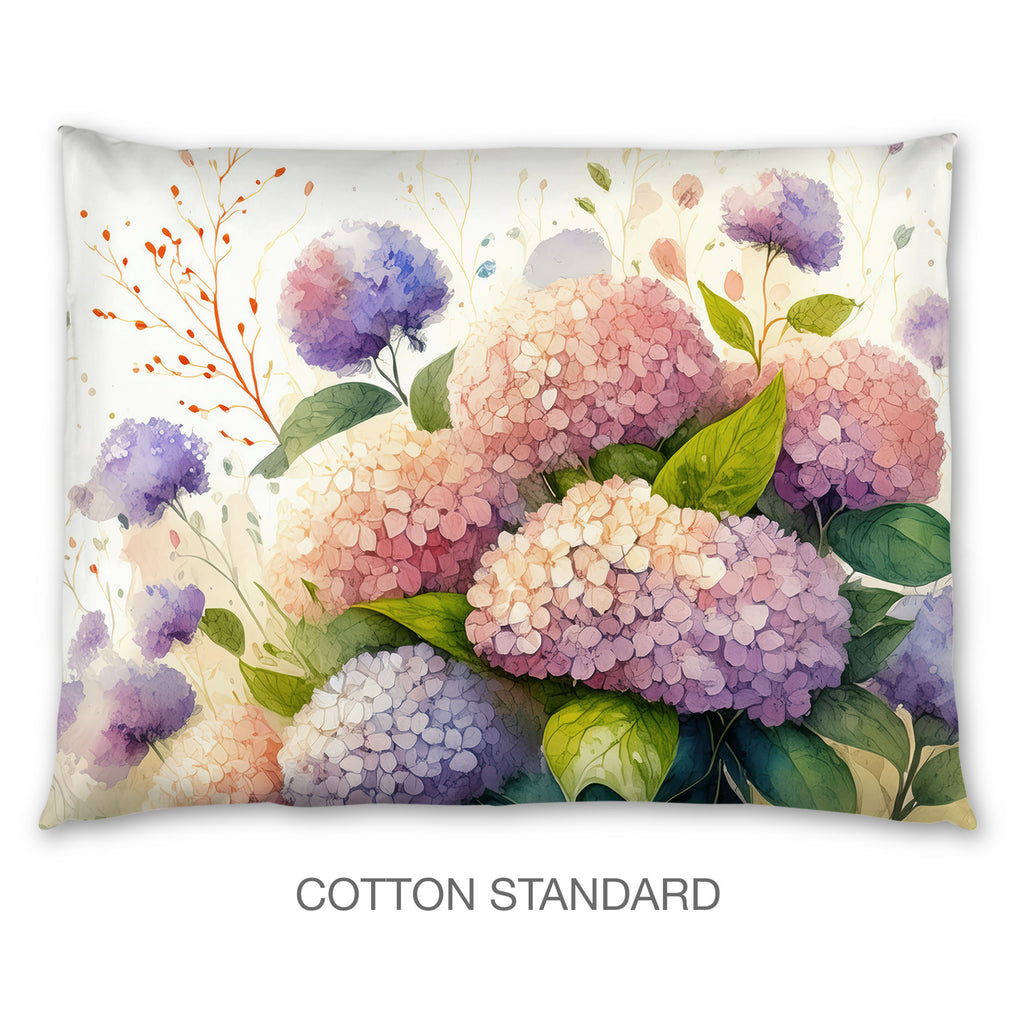 Floral Sham in Cotton or Polyester, Hydrangea