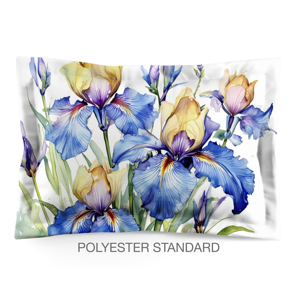 Floral Sham in Cotton or Polyester, Iris