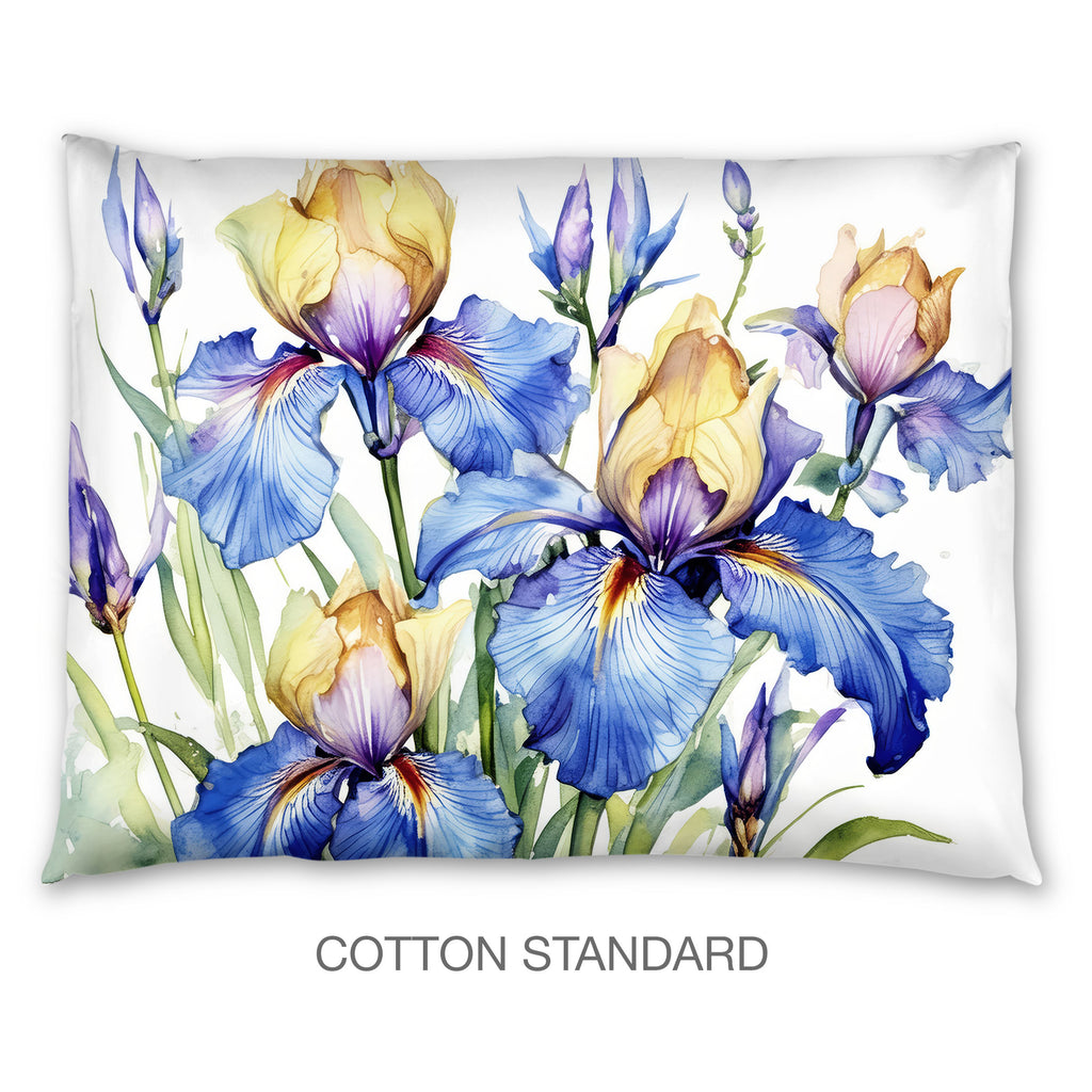 Floral Sham in Cotton or Polyester, Iris