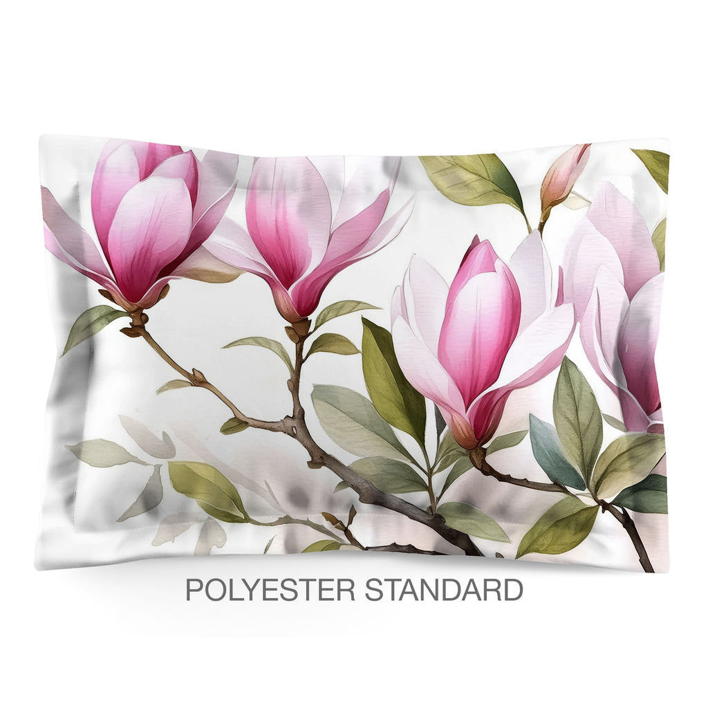 Floral Sham in Cotton or Polyester, Japanese Magnolia
