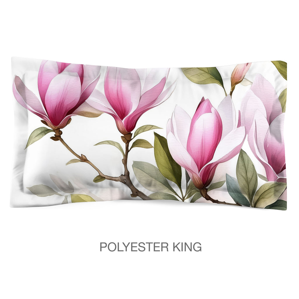 Floral Sham in Cotton or Polyester, Japanese Magnolia