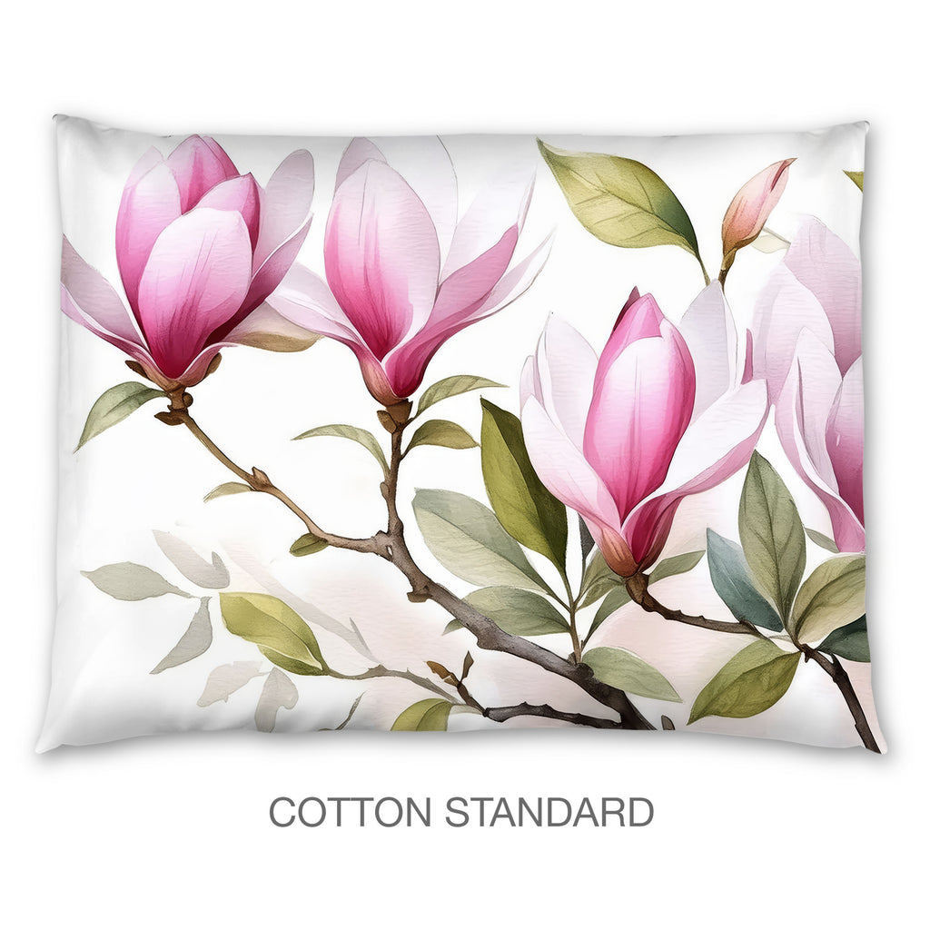 Floral Sham in Cotton or Polyester, Japanese Magnolia