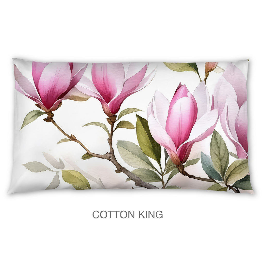 Floral Sham in Cotton or Polyester, Japanese Magnolia