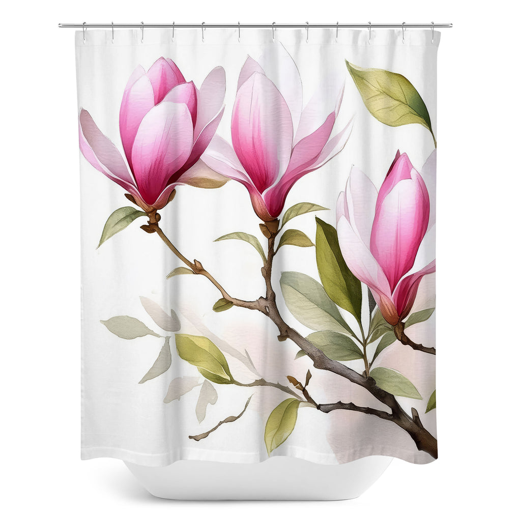 Floral Shower Curtain, Japanese Magnolia
