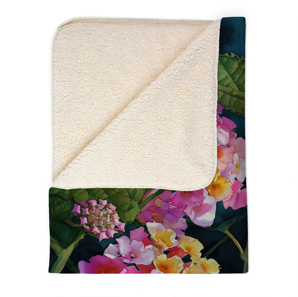 Floral Sherpa Fleece Throw, Lantana