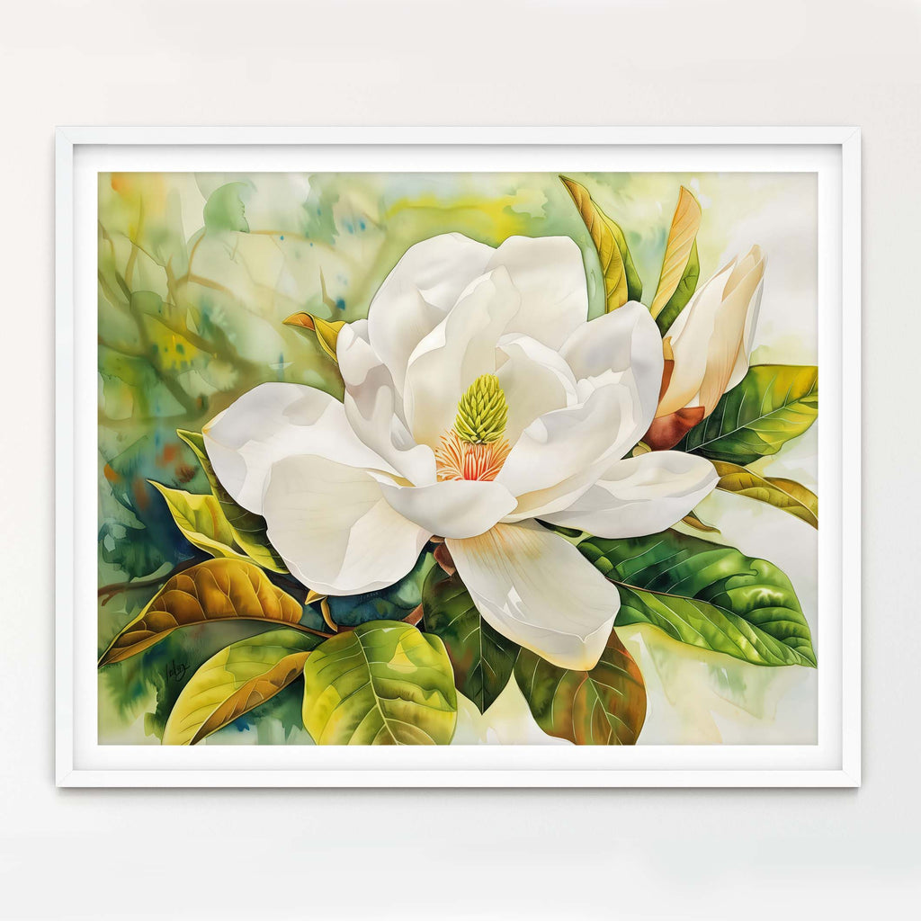Floral Art Paper Print, Magnolia