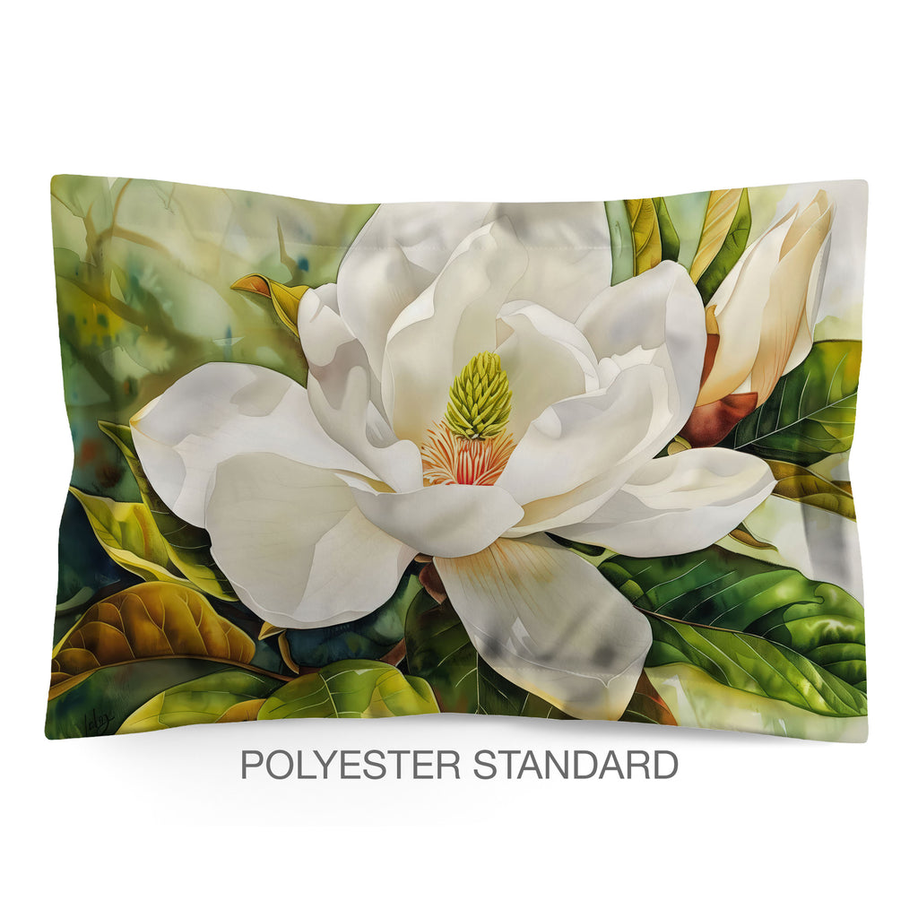 Floral Sham in Cotton or Polyester, Magnolia