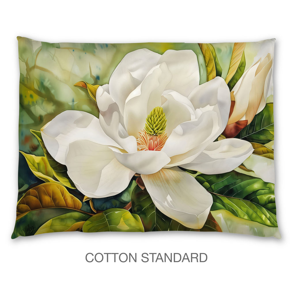 Floral Sham in Cotton or Polyester, Magnolia