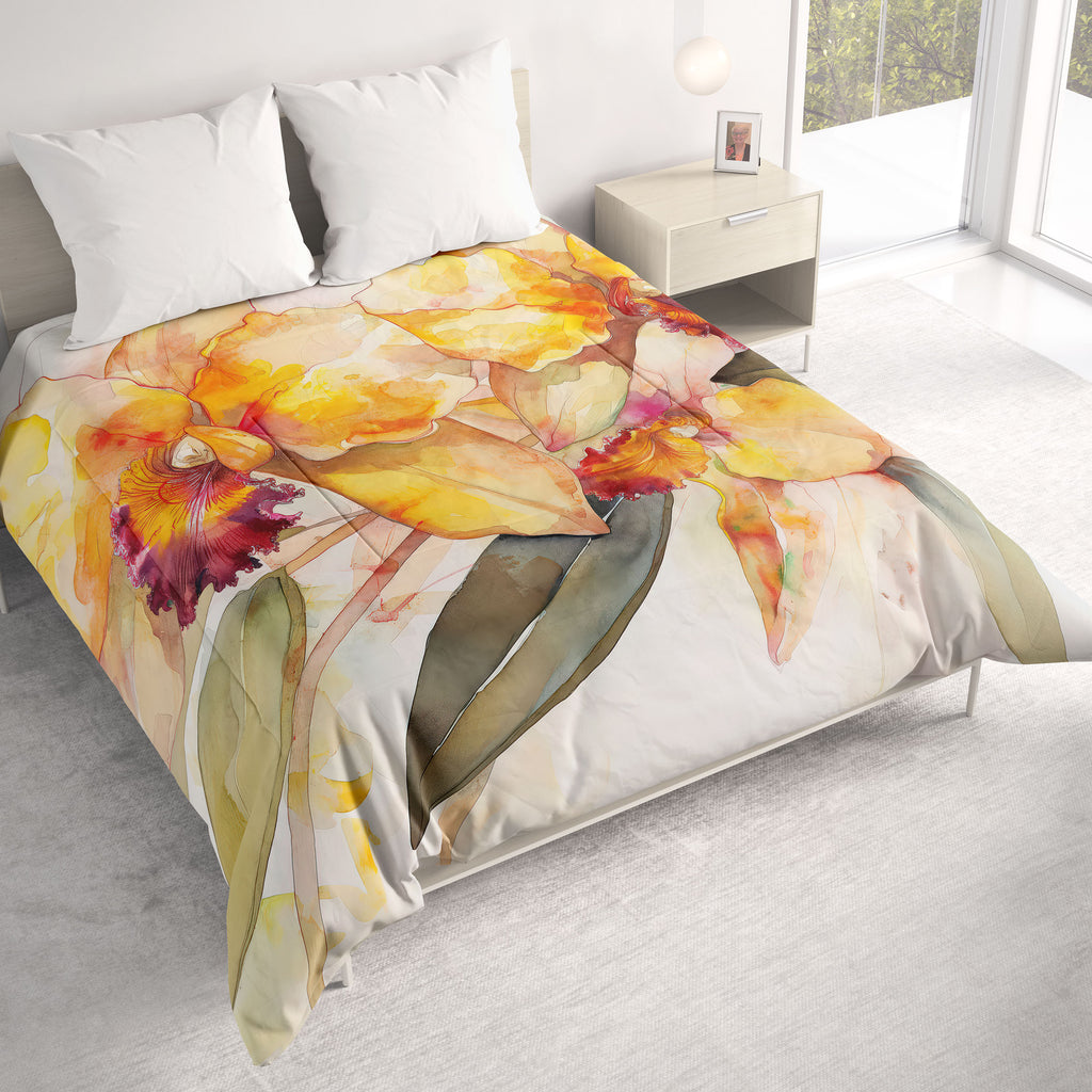 Floral Comforter, Yellow Orchid