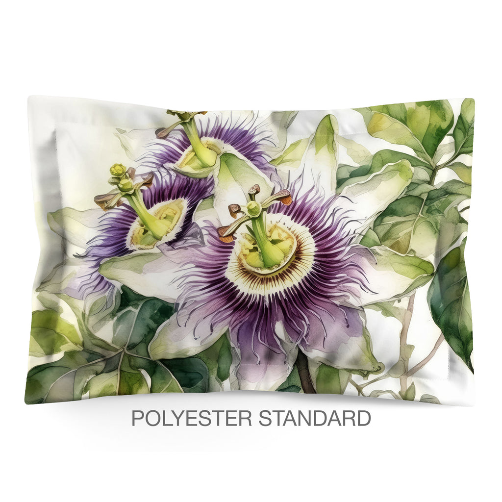 Floral Sham in Cotton or Polyester, Passionflower