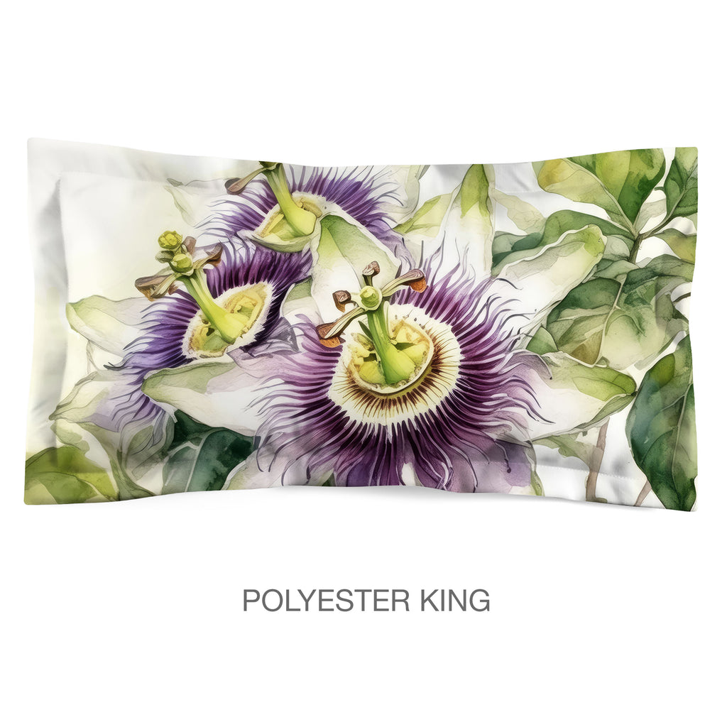 Floral Sham in Cotton or Polyester, Passionflower