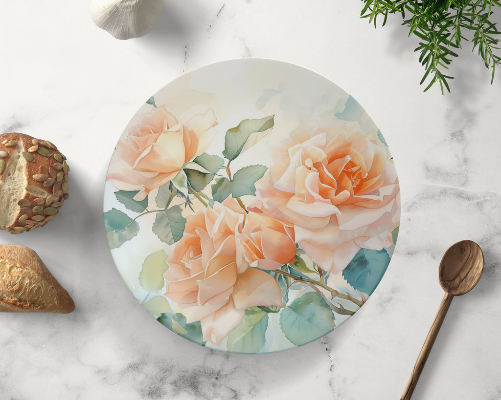 Floral Dinnerware, Peach Roses