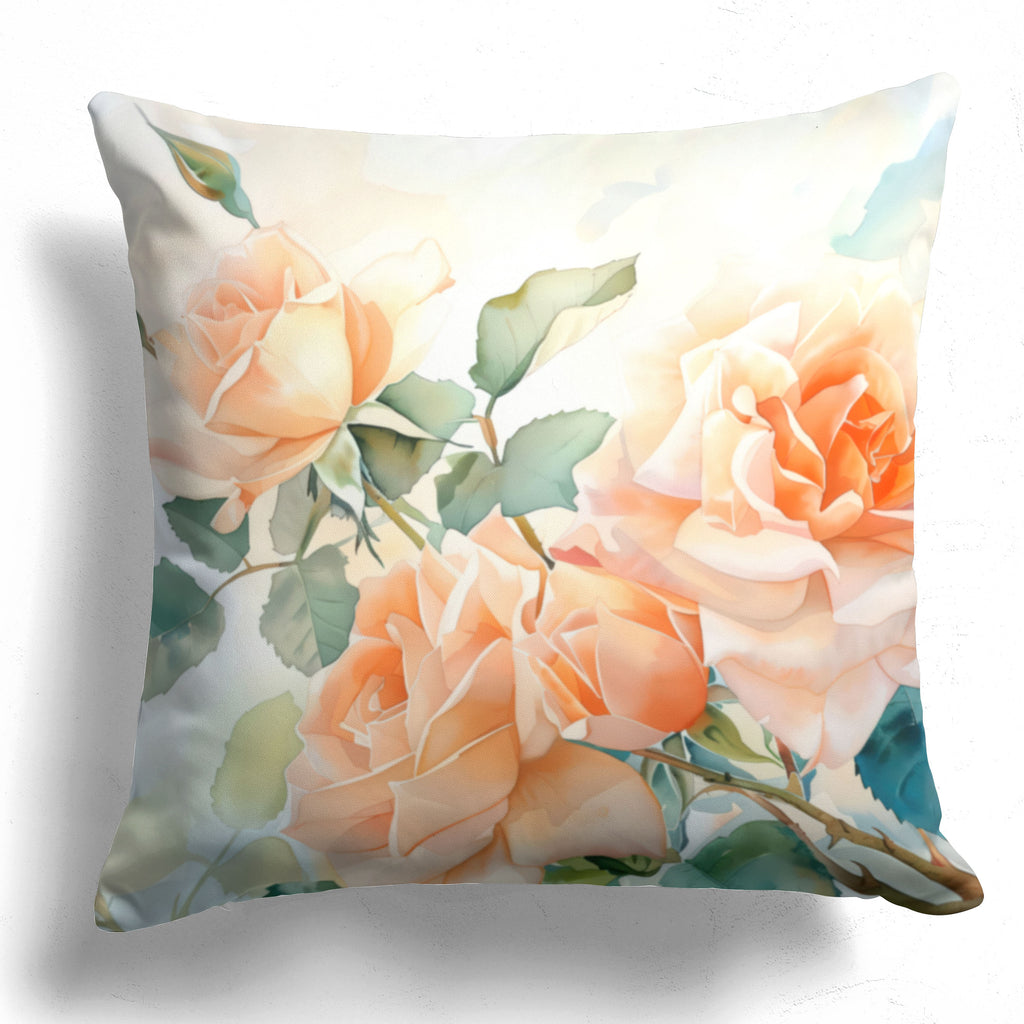 Floral Pillow Cover, Peach Roses