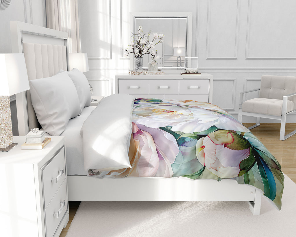 Floral Duvet Cover, Peonies
